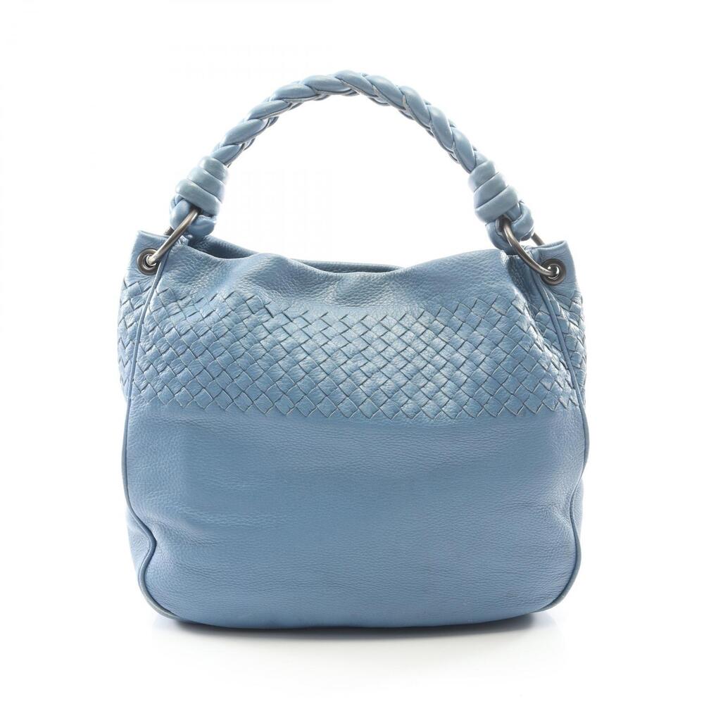 Bottega Veneta Intrecciato Shoulder Bag Leather Blue